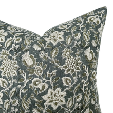 Load image into Gallery viewer, Willow | Deep Blue & Sage Floral Pillow Cover