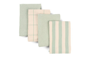 Kitchen Towels Set of 4, Reusable Dish Rags, Upcycled Cotton