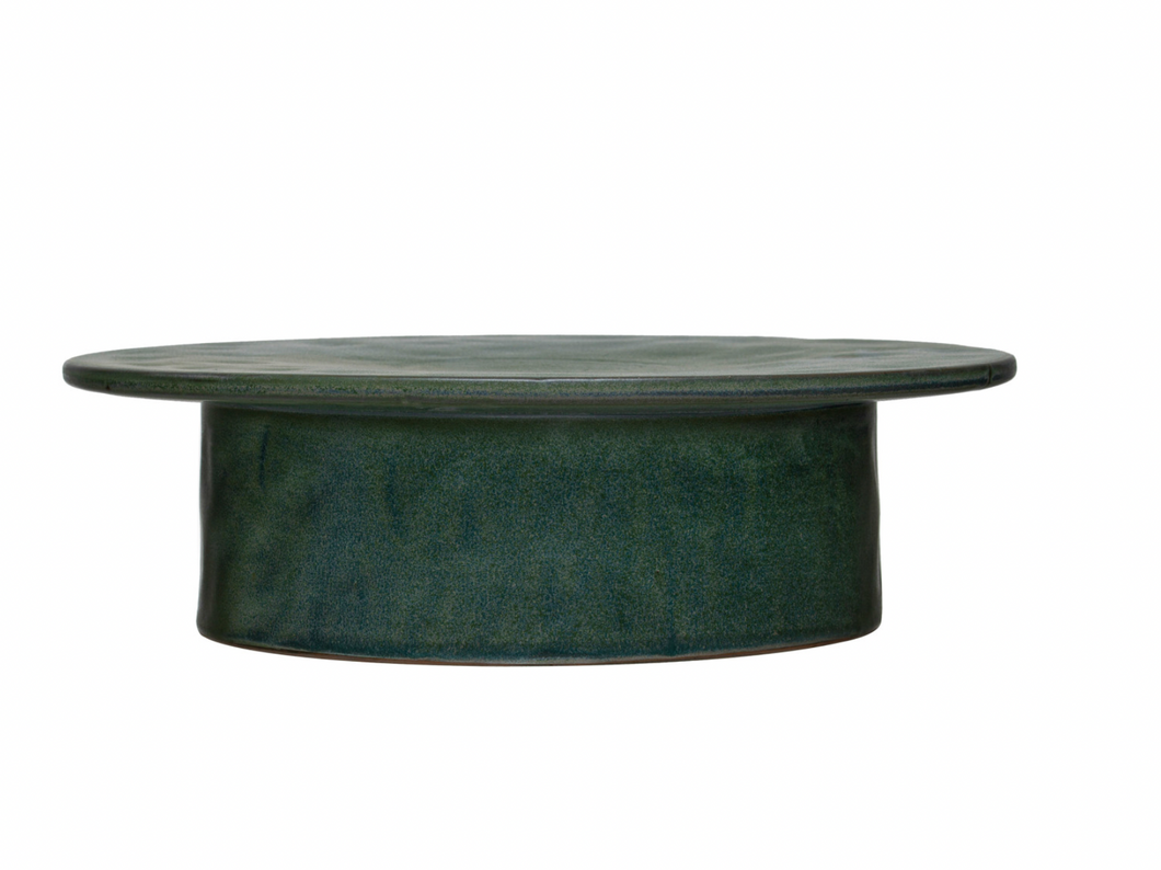 Stoneware Pedestal - Green