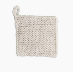 Knitted Wool Pot Holders - Natural