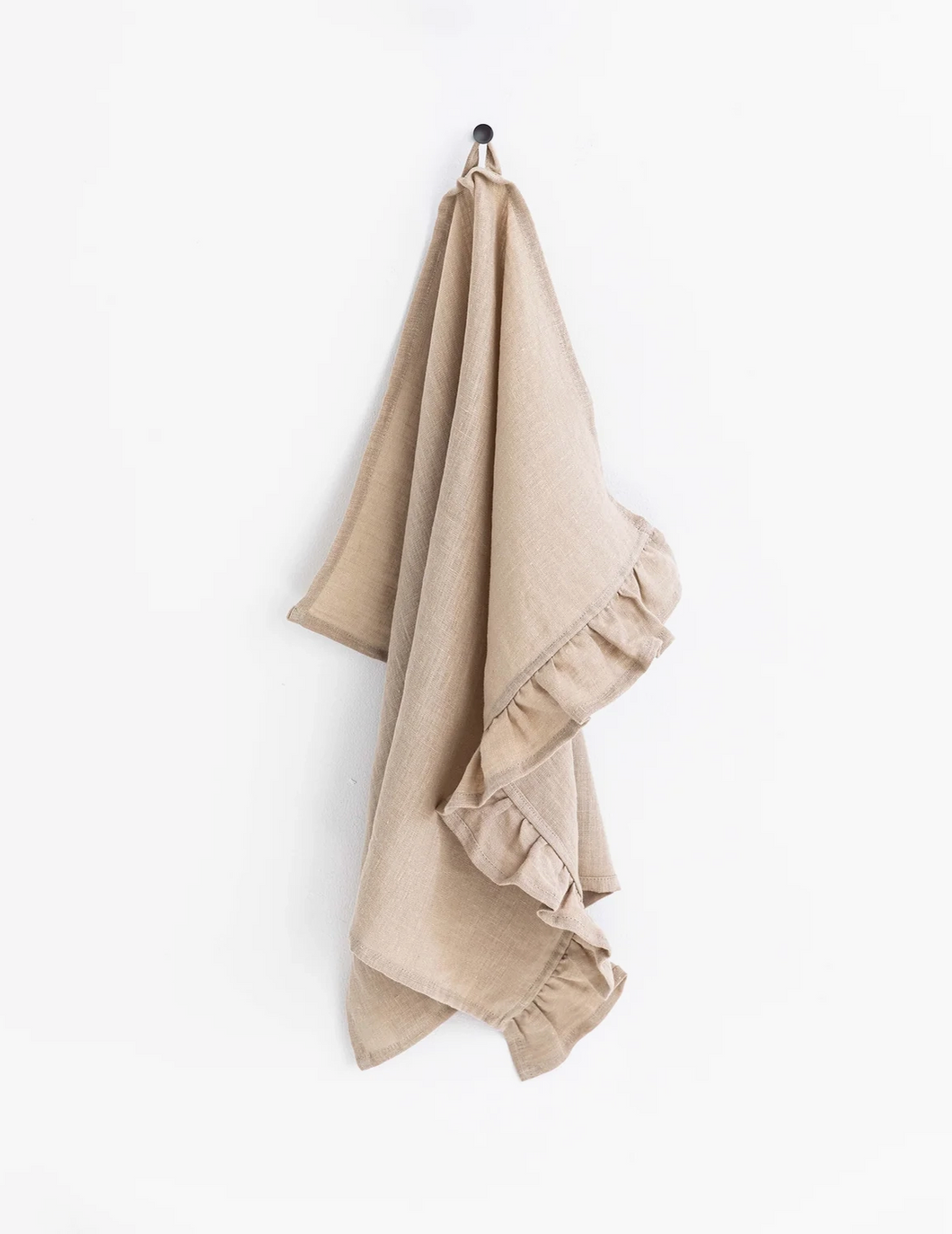 Ruffle Trim Tea Towel - Natural