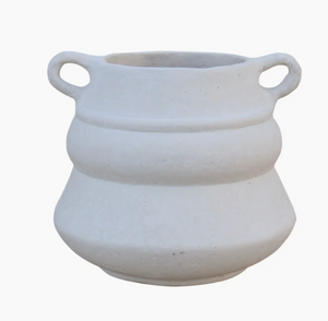 Paper Mache Vase Natural White Dia 8.46"