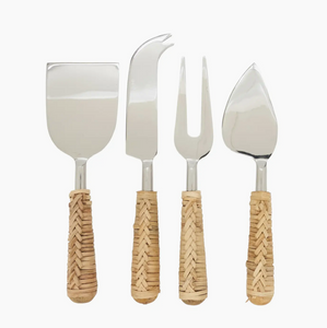 Rattan Cheese Knives, Set of 4