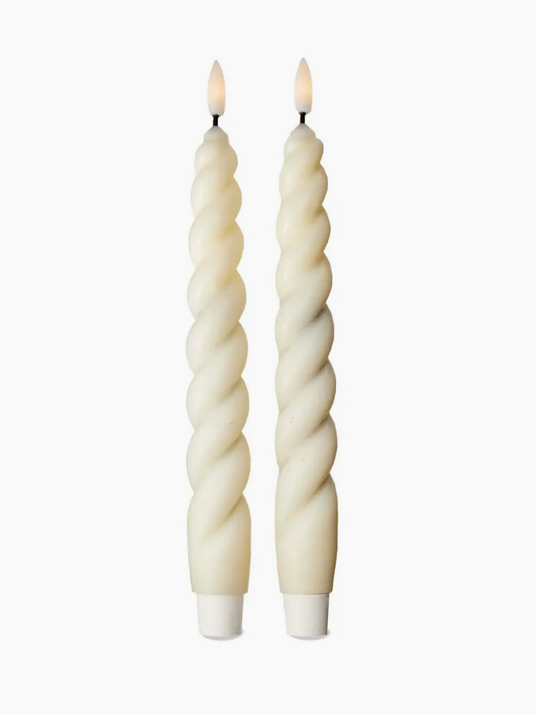 Ivory Spiral Led Taper Candles Set of 2