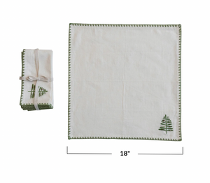 Embroidered Tree Napkin - Set of 4