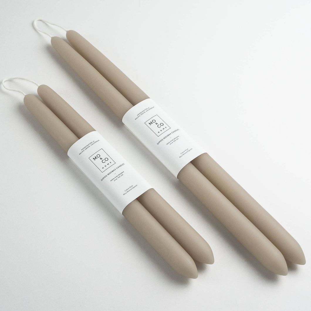 Clay | Dipped Beeswax Taper Candles | All Natural