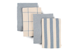 Kitchen Towels Set of 4, Reusable Dish Rags, Upcycled Cotton