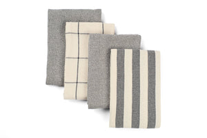 Kitchen Towels Set of 4, Reusable Dish Rags, Upcycled Cotton