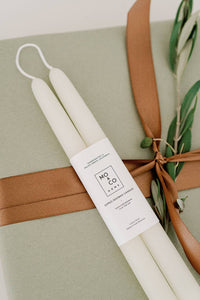 Natural White | Dipped Beeswax Taper Candles | All Natural