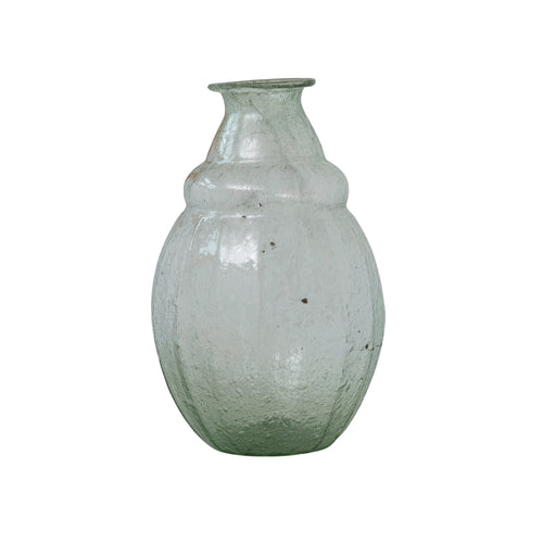 Hand-Blown Bubble Glass Vase, Green