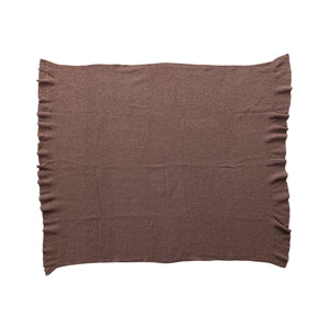 Brushed New Zealand Wool Throw w/ Ruffled Edge, Brown