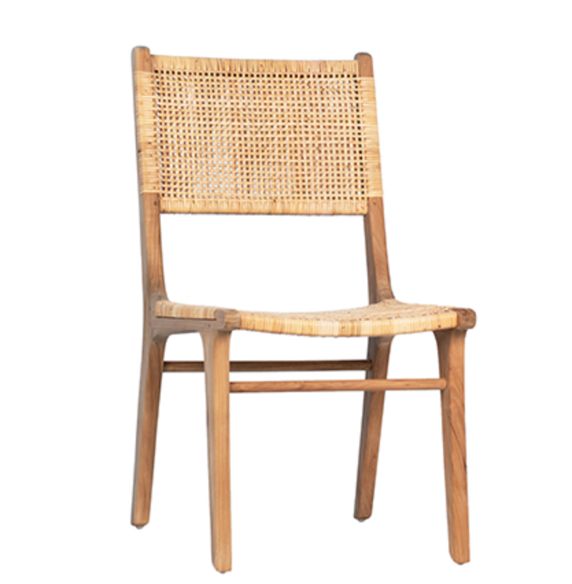 Rattan and Teak Dining Chair