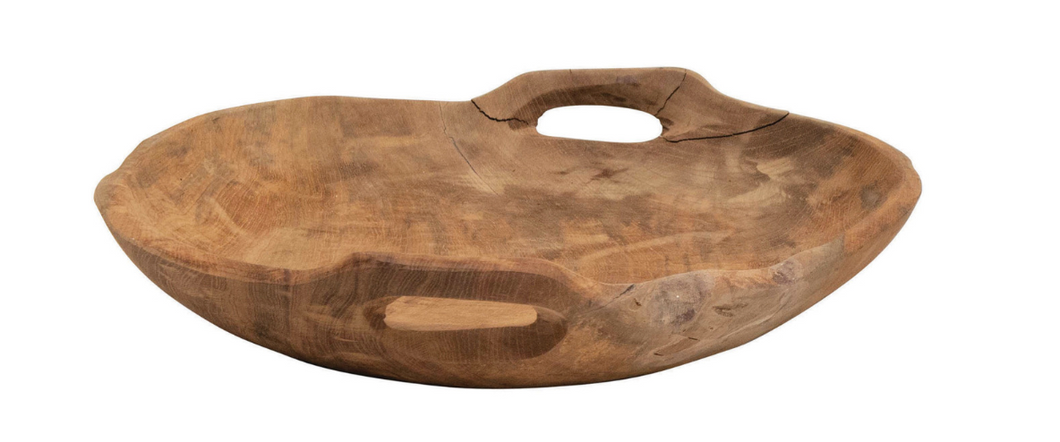 Teak Wood Bowl with Handles -  Large