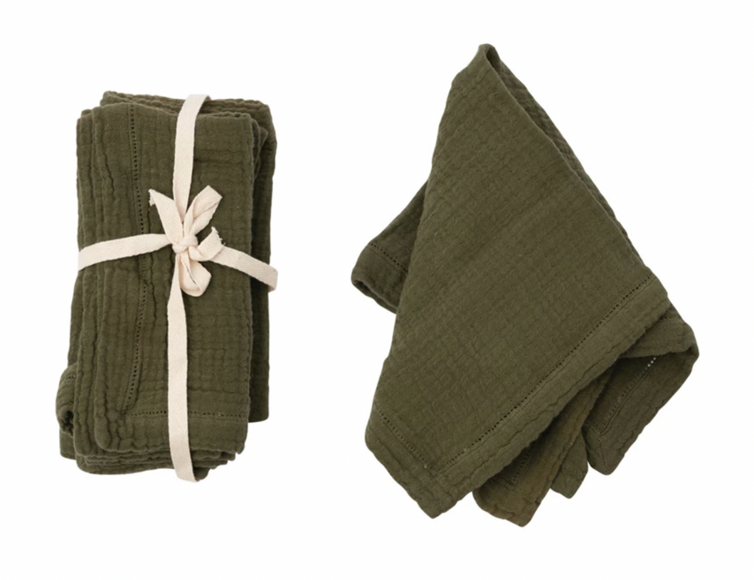 Cotton Gauze Napkin - Olive
