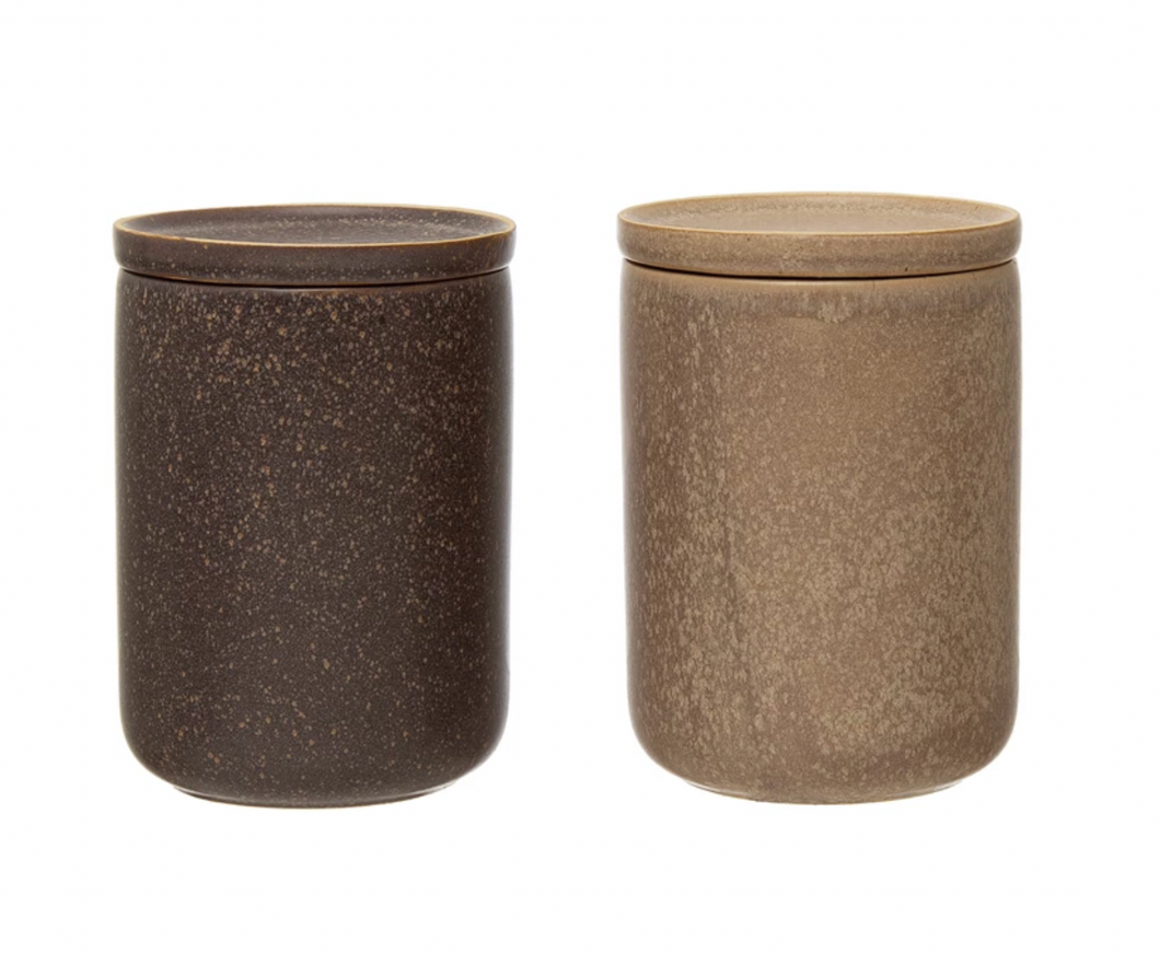 Stoneware Canisters - Set of 2