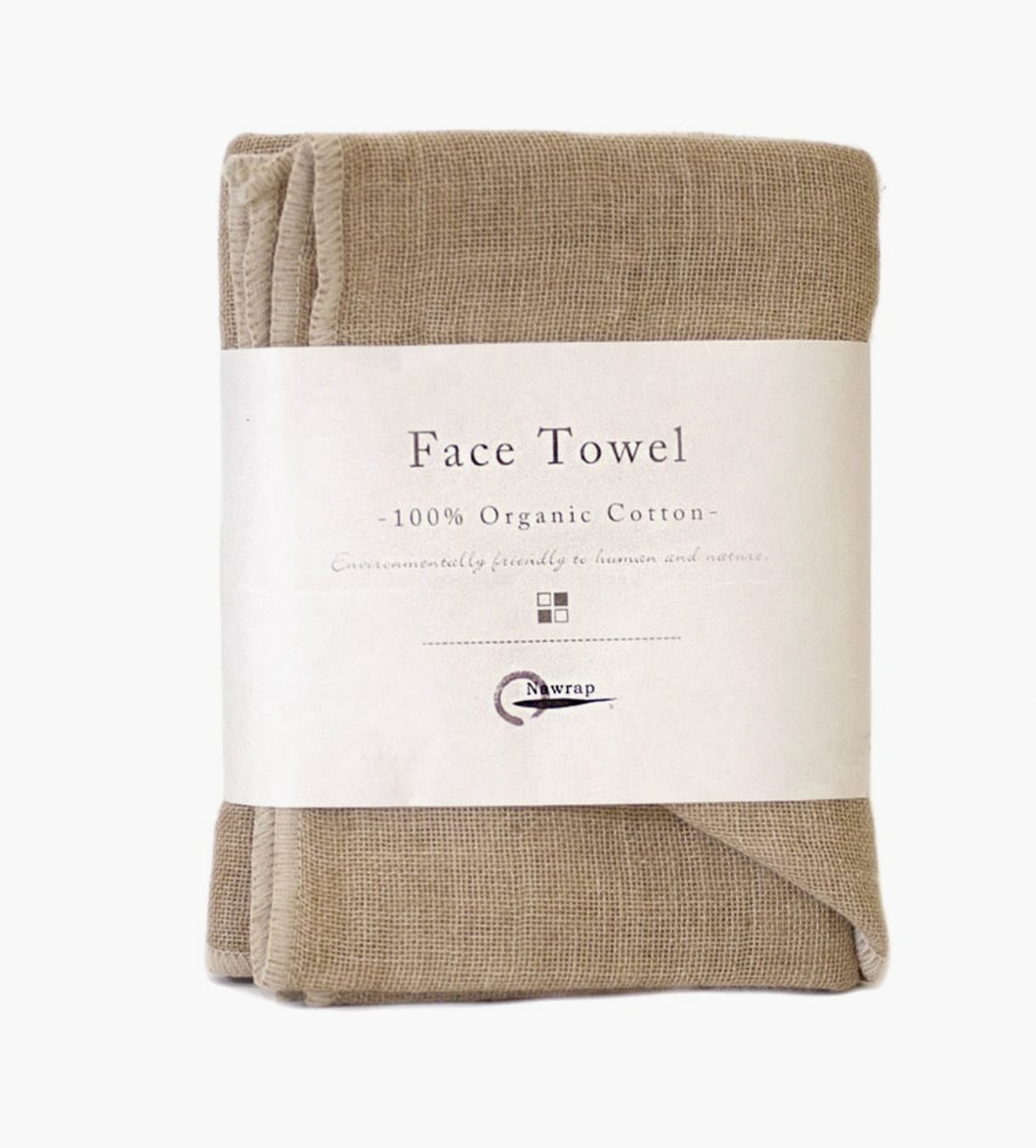 Organic Cotton Face Towel - Brown