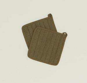 Linen Pot Holder Set - Olive
